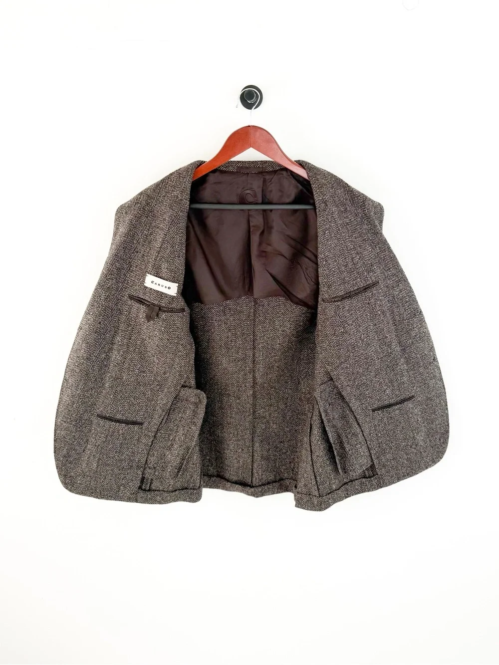 NWT NEW Caruso Tweed Brown Herringbone Wool Silk Blazer Classic Sport Coat 40R